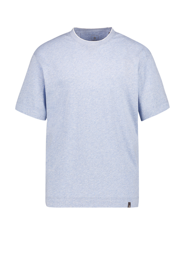 BOGGI MILANO Herren T-Shirt blau Baumwolle meliert