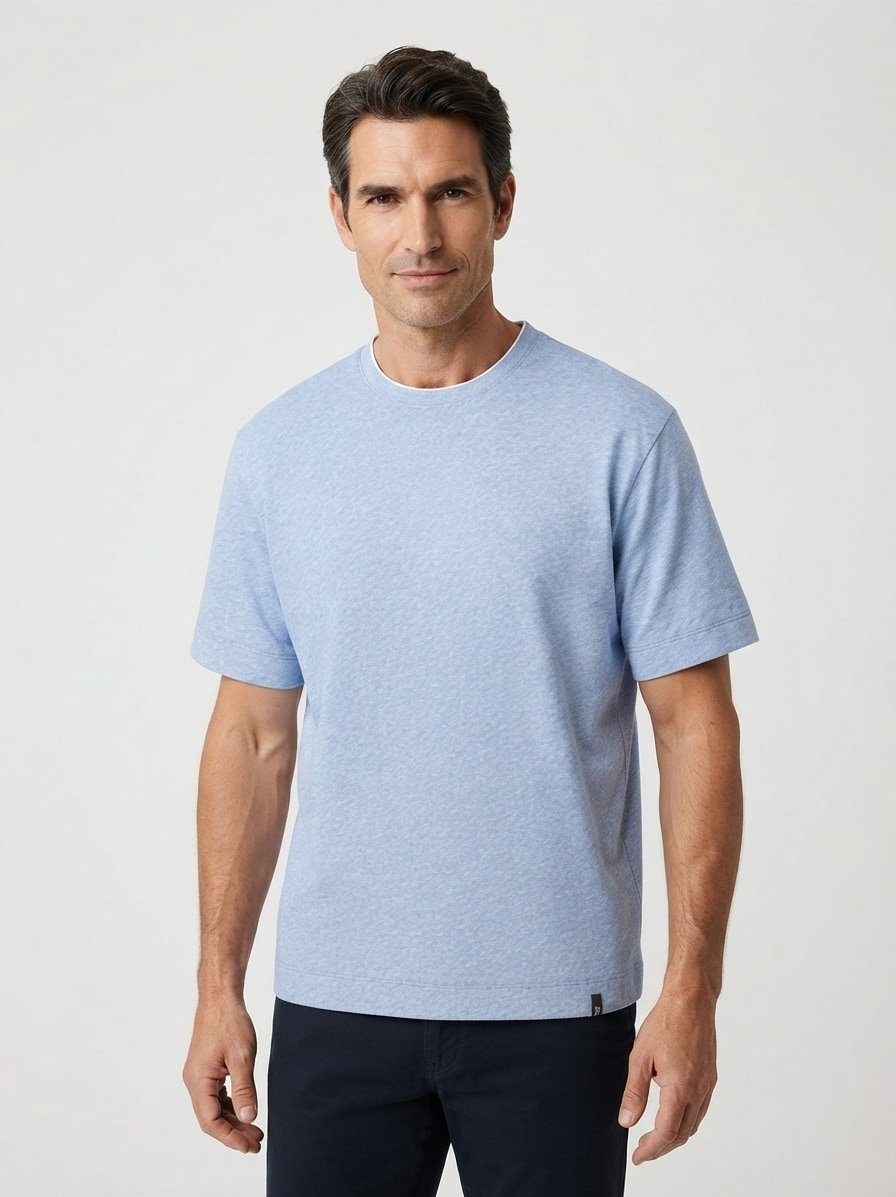 T-Shirt, Baumwolle, hellblau meliert