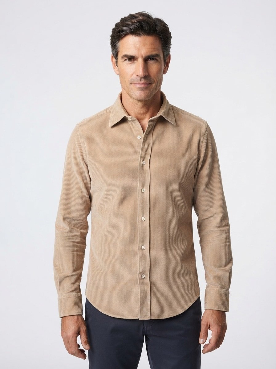Hemd, Regular, Cord, Kent, beige