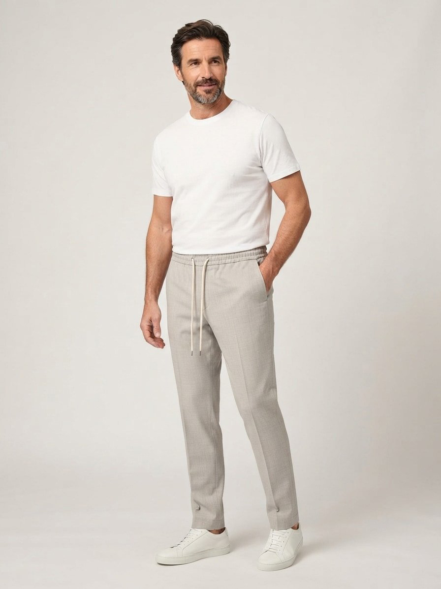 Bundfaltenhose City, Regular Fit, Wolle, sand meliert