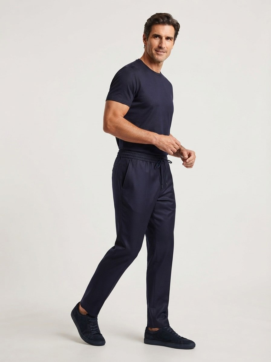 Bundfaltenhose City, Regular Fit, Wolle, navy