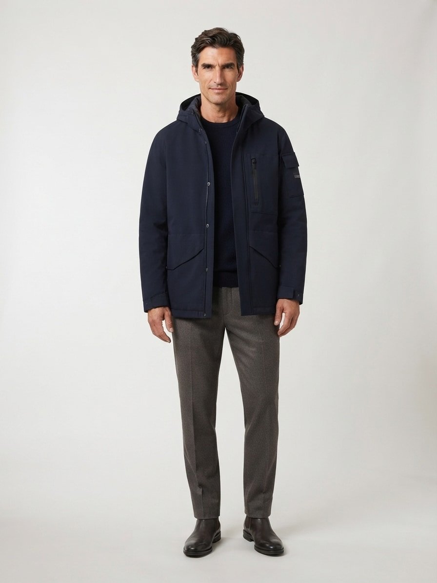 Funktionsjacke, Mikrofaser wasserabweisend, navy