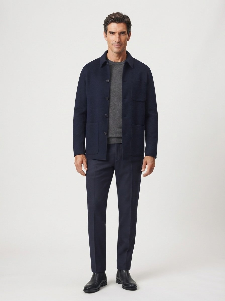 Overshirt, Doubleface-Wolle, navy