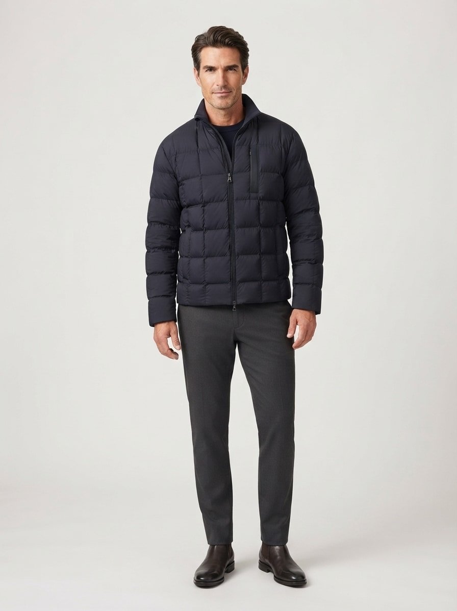 Daunenjacke, Mikrofaser wasserabweisend, navy