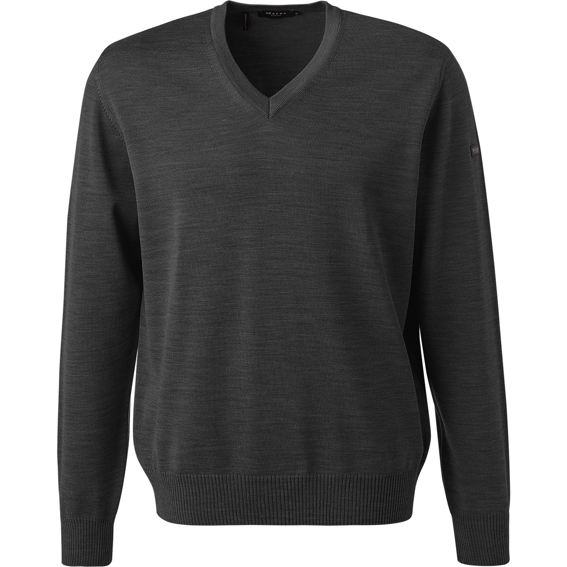 MAERZ Muenchen Herren V-Pullover grau Merinowolle unifarben