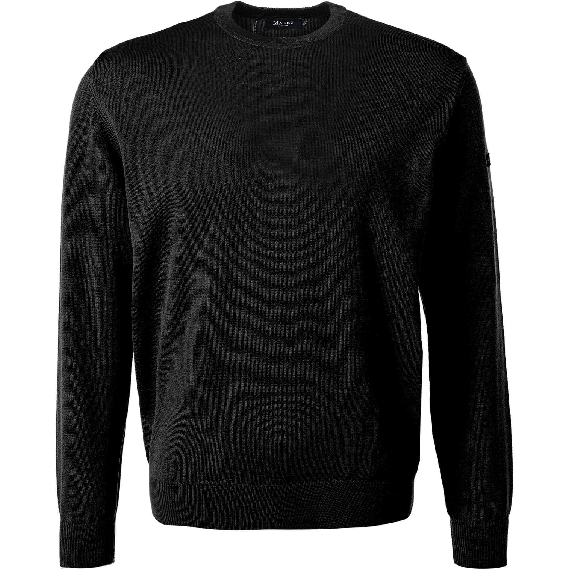 MAERZ Muenchen Herren Pullover schwarz Merinowolle unifarben