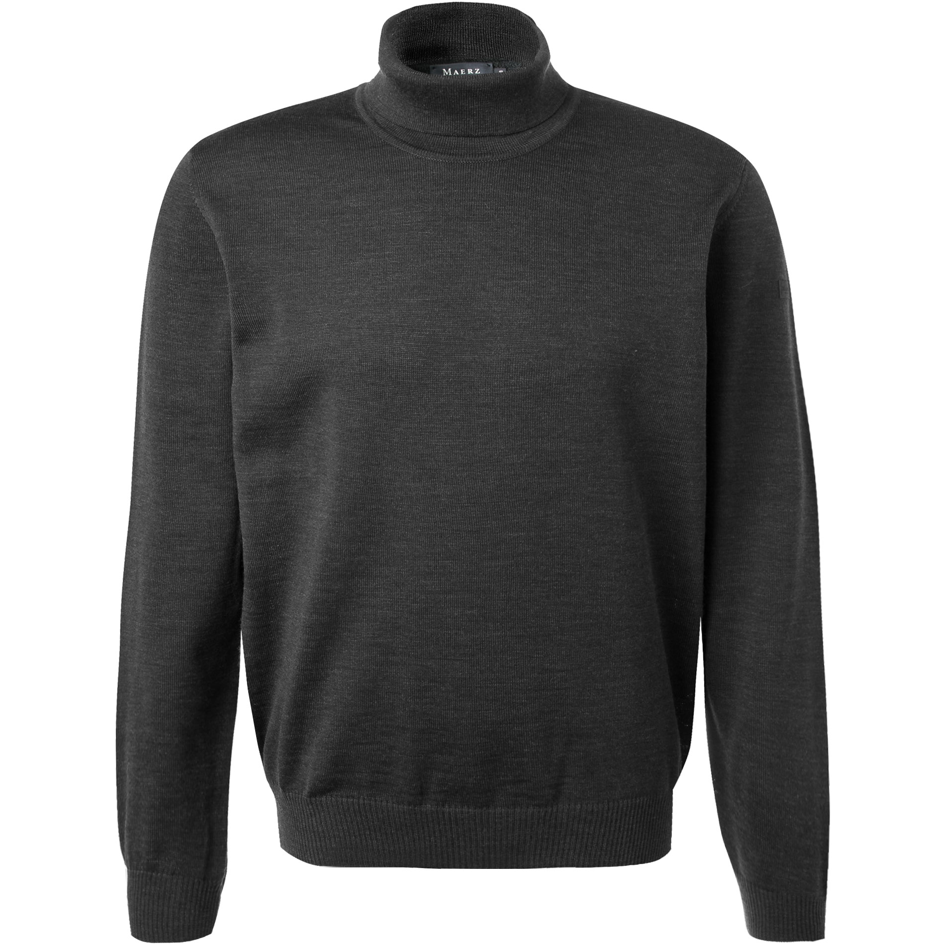 MAERZ Muenchen Herren Rollkragenpullover grau Merinowolle unifarben