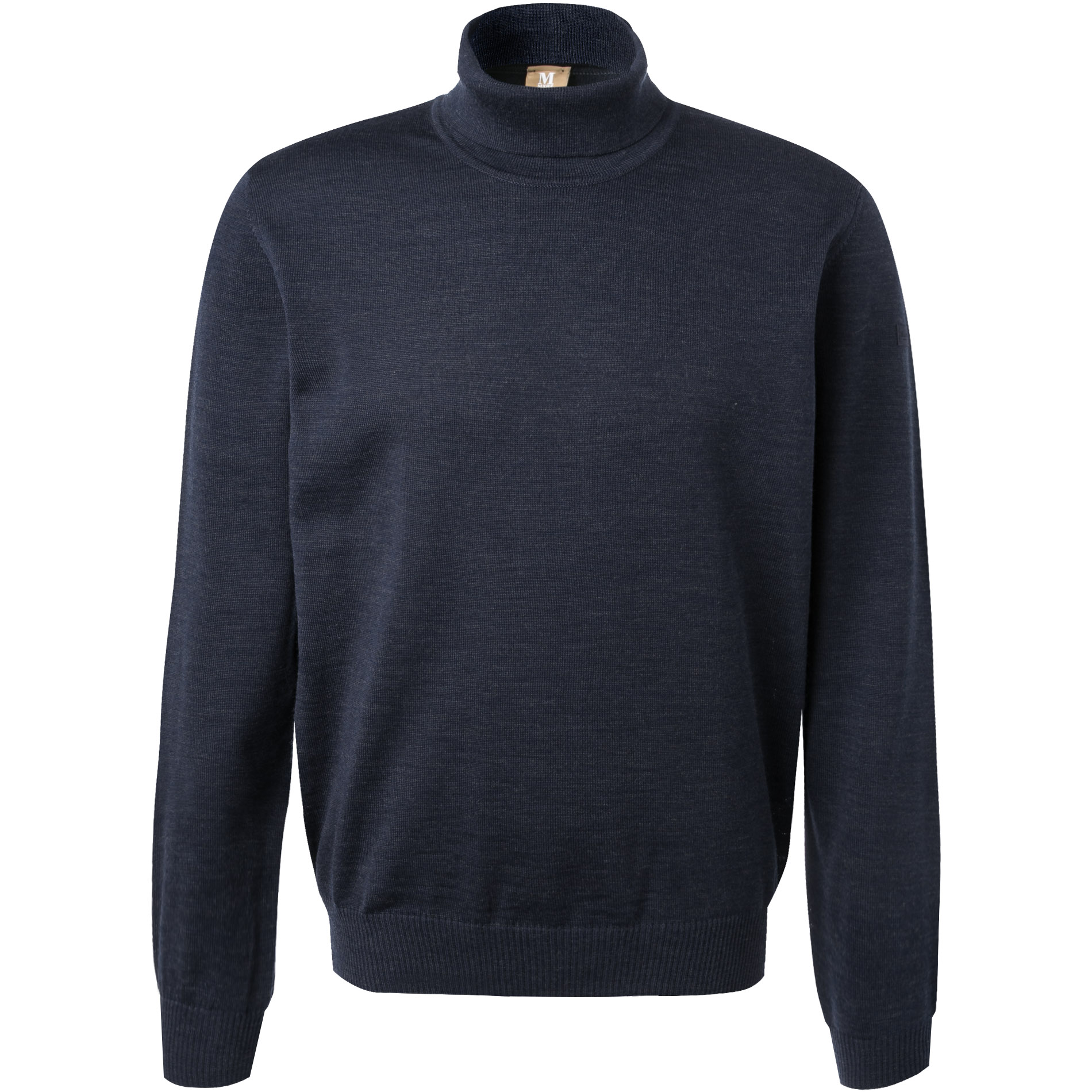 MAERZ Muenchen Herren Rollkragenpullover blau Merinowolle unifarben