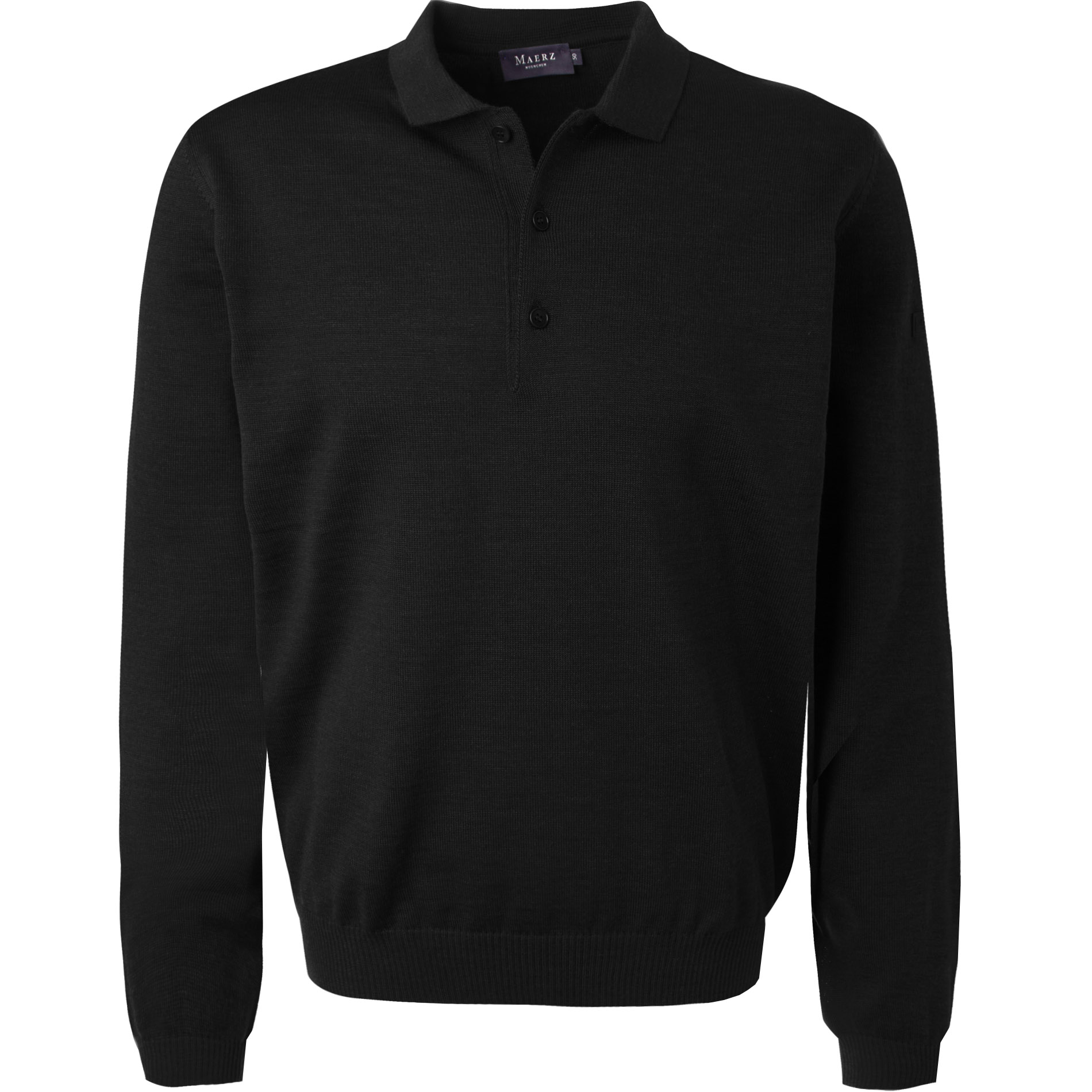 MAERZ Muenchen Herren Pullover schwarz Merinowolle unifarben