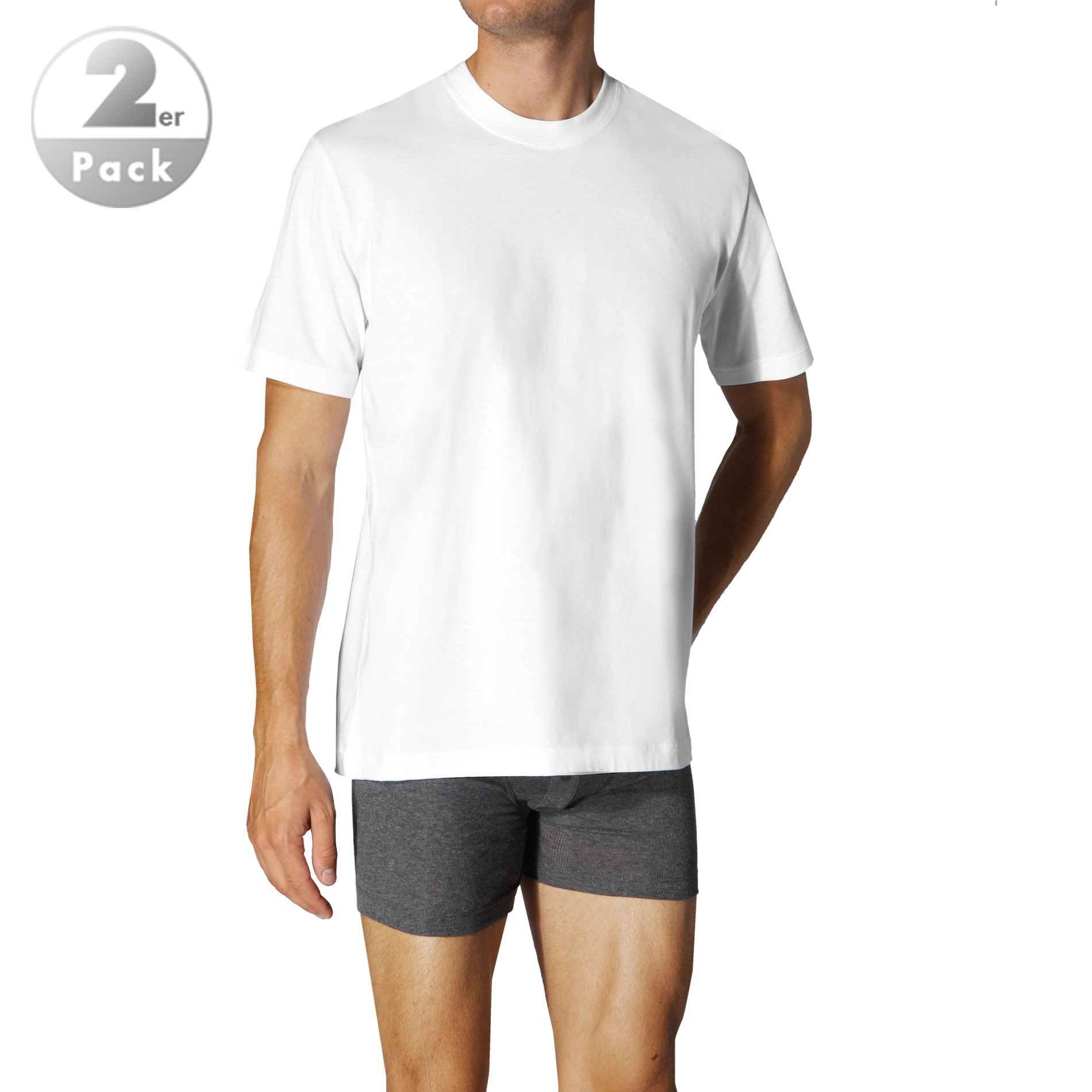 Schiesser Herren T-Shirts weiß Baumwolle unifarben