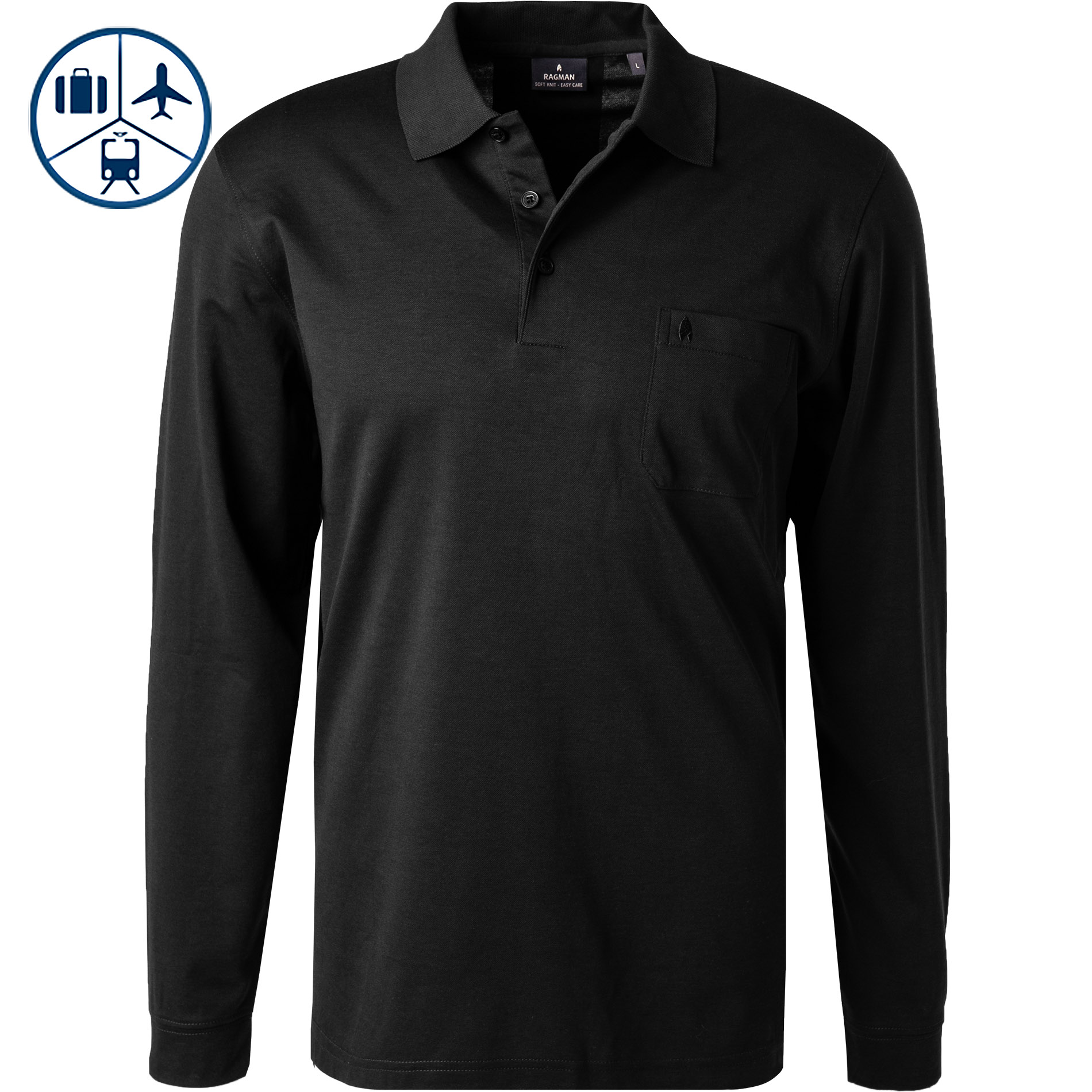 RAGMAN Herren Polo-Shirt schwarz
