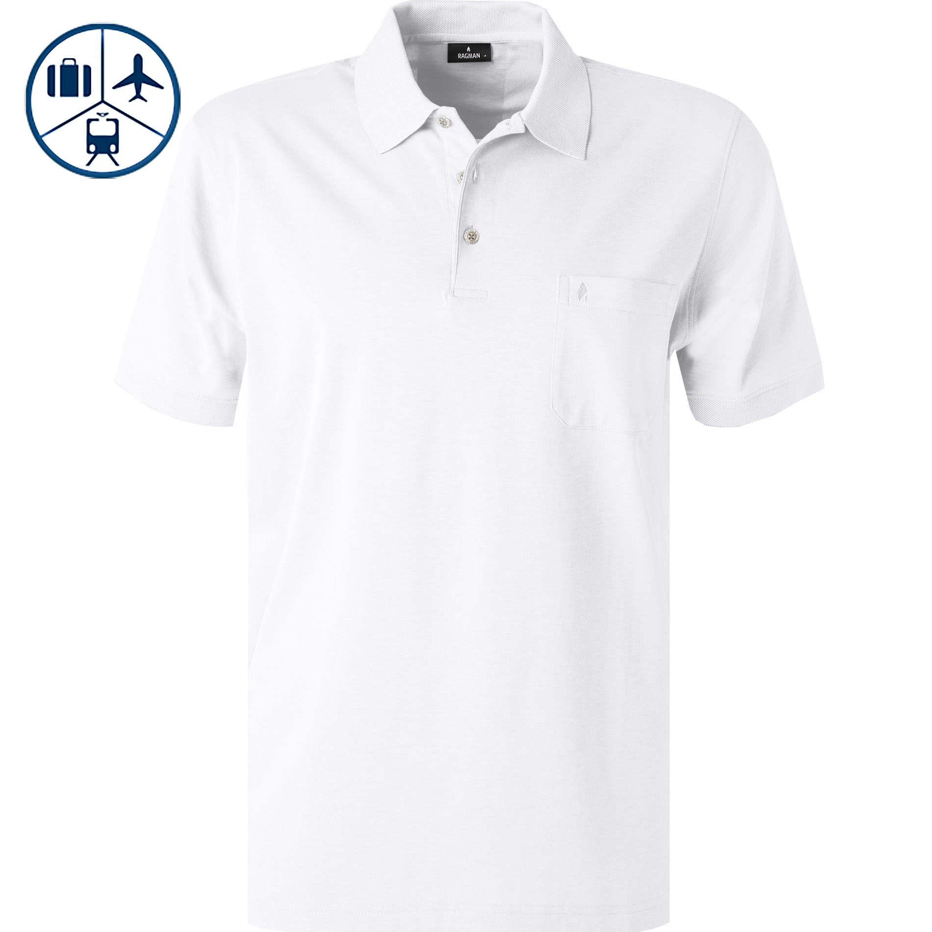 RAGMAN Herren Polo-Shirt weiß