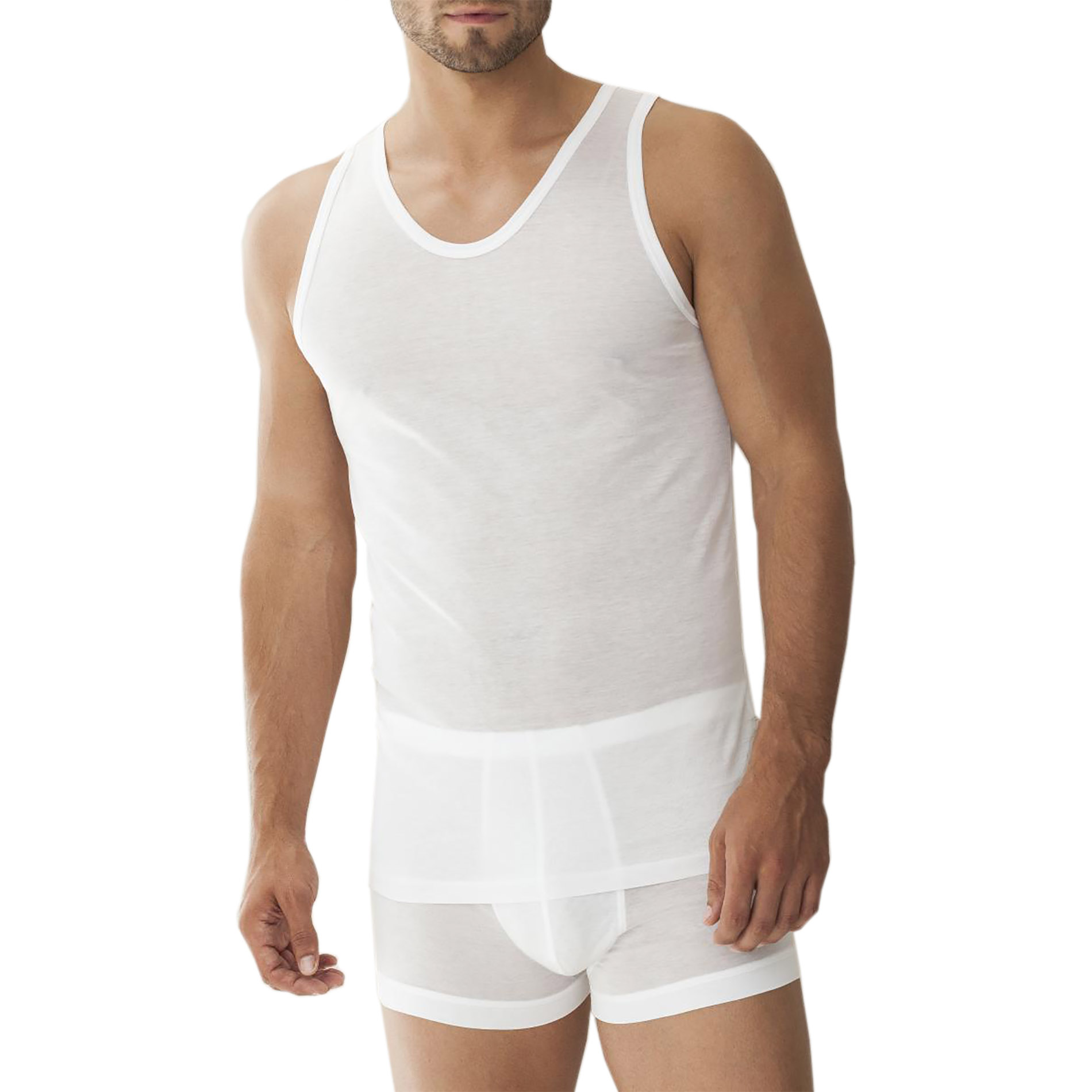 Zimmerli Herren Tank Top weiß Baumwolle unifarben
