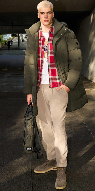 Casual mit Steppjacke und Karo, Komplett-Outfit