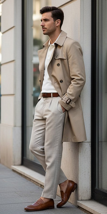 Smart Casual mit leichtem Mantel, Komplett-Outfit