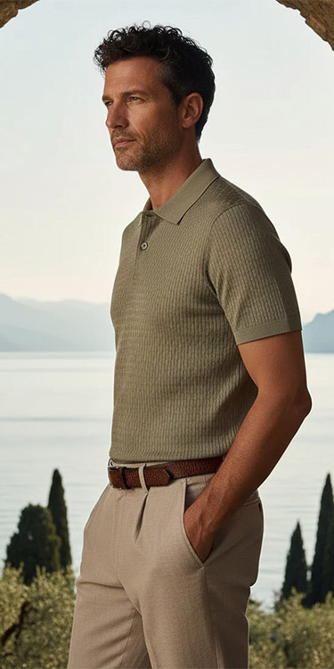 Trend strukturiertes Strickpolo, Komplett-Outfit