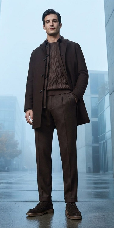 Braun modern kombiniert, Komplett-Outfit