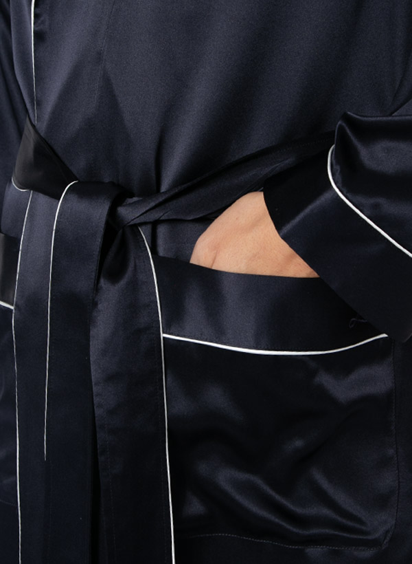 Thumbnail - Zimmerli Herren Hausmantel blau Seide Gemustert,unifarben