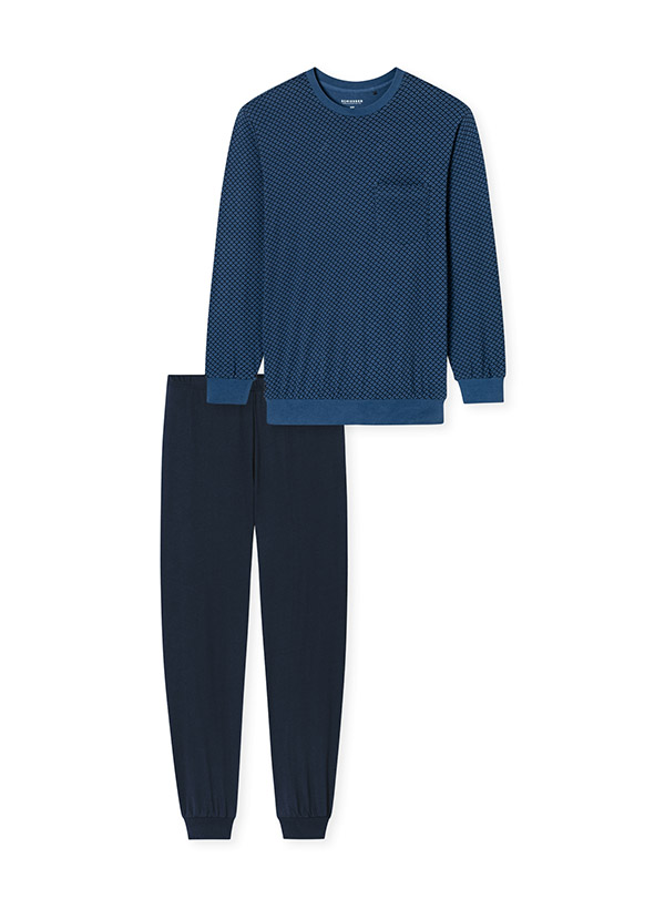 Thumbnail - Schiesser Herren Schlafanzüge blau Baumwolle & Mix Gemustert
