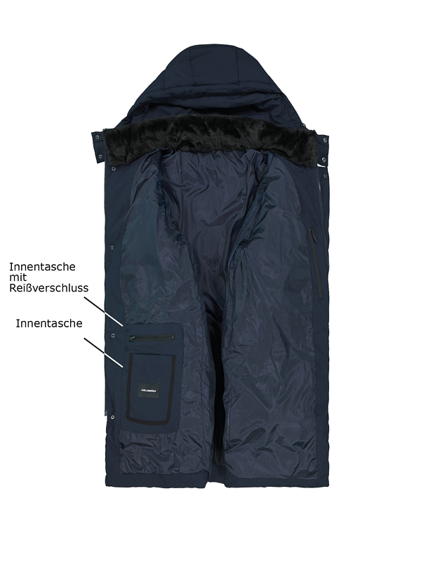 Thumbnail - KARL LAGERFELD Herren Parka blau unifarben