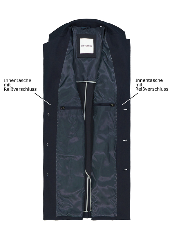 Thumbnail - ROY ROBSON Herren Mantel blau unifarben