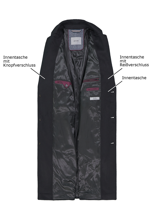 Thumbnail - Pierre Cardin Herren Mantel schwarz unifarben