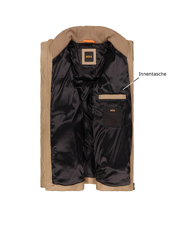 Thumbnail - BOSS Orange Herren Lederjacke beige unifarben