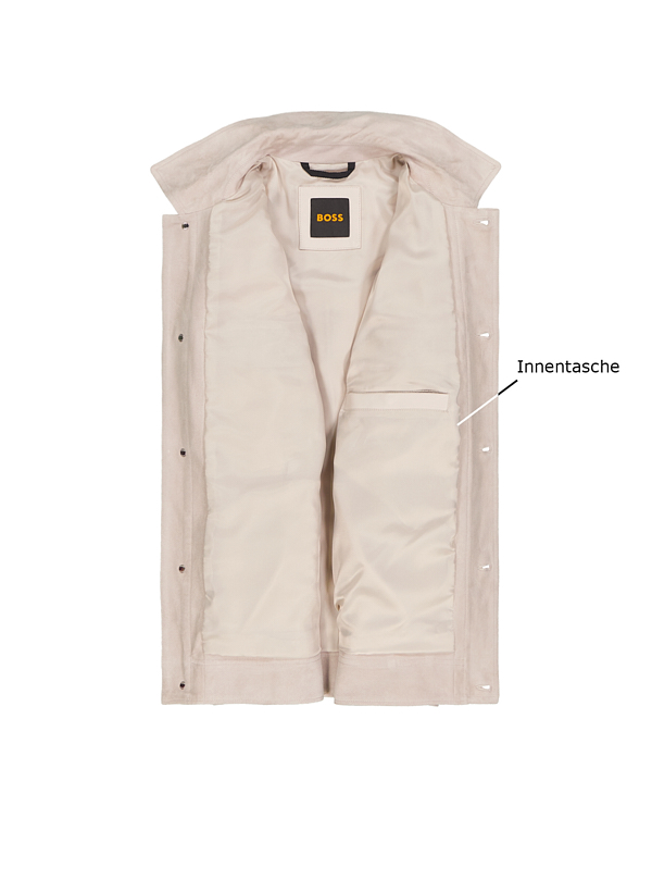 Thumbnail - BOSS Orange Herren Lederjacke grau unifarben