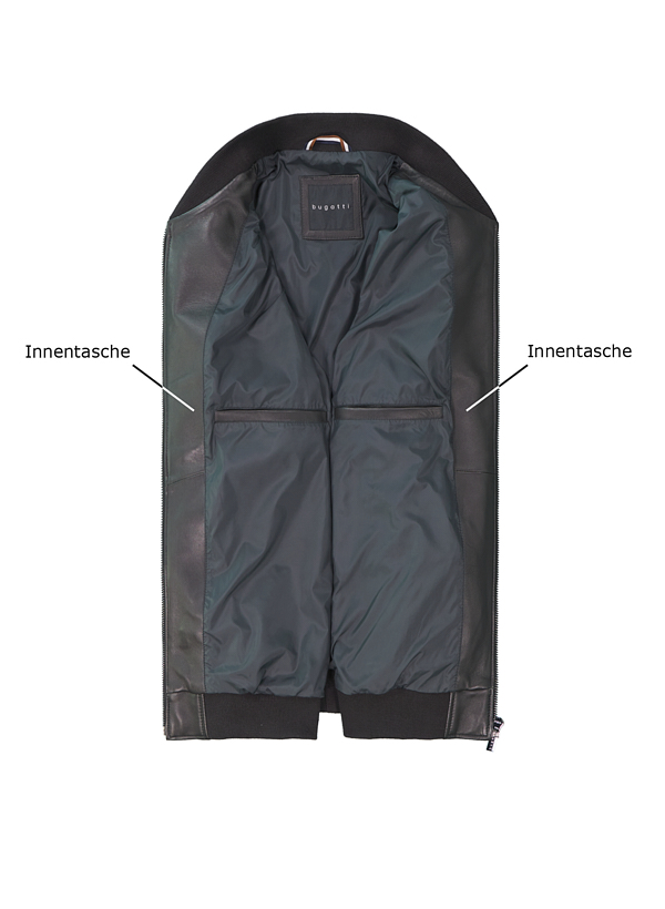 Thumbnail - bugatti Herren Lederjacke schwarz unifarben