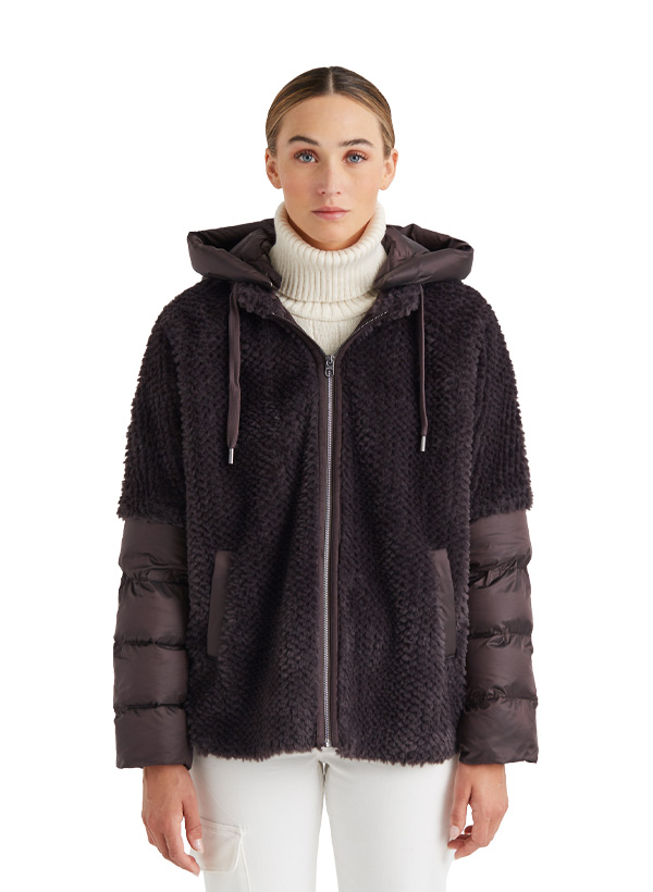 Jacke MSWega, Doubleface Kunstpelz, dunkelbraun