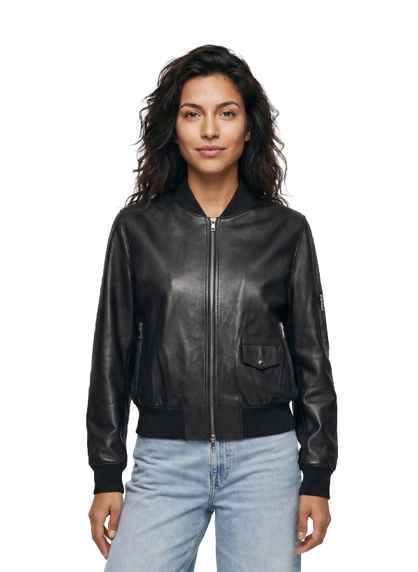 Lederjacke MSLia, Lammnappa, schwarz