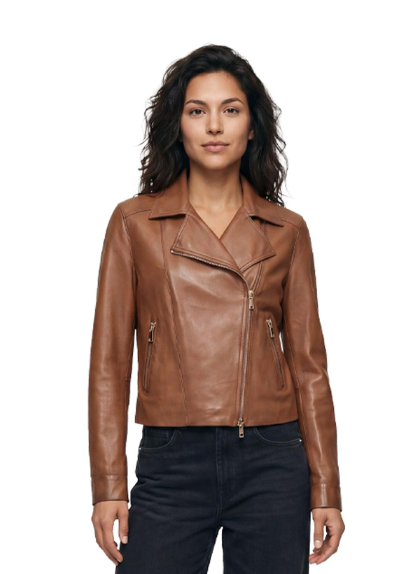 Lederjacke MSCara, Lammnappa, cognac