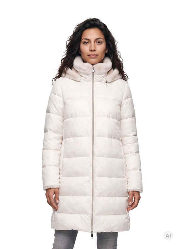 Steppmantel MSLouise, Mikrofaser Fake Fur, creme