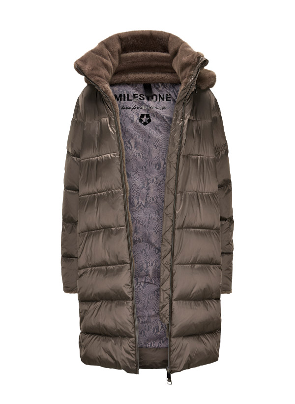 Steppmantel MSLouise, Mikrofaser Fake Fur, taupe