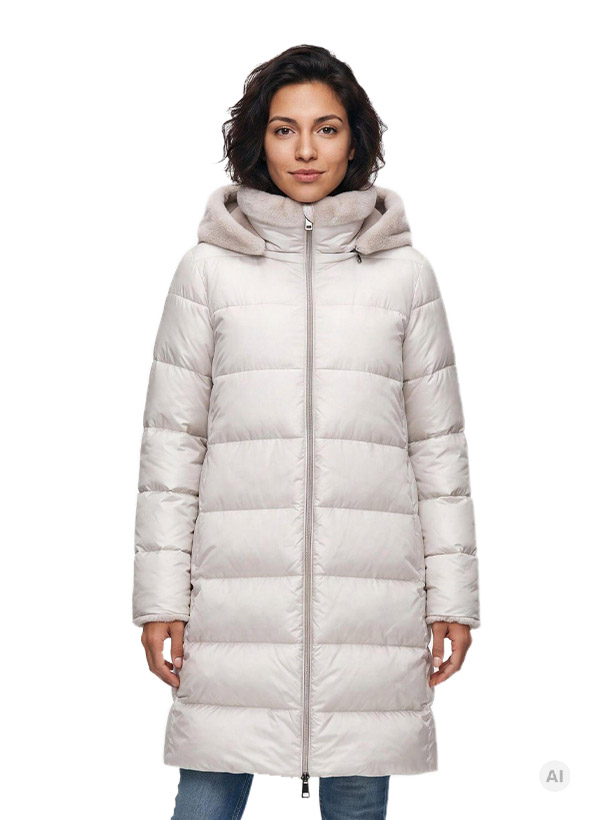 Steppmantel MSLouise, Mikrofaser Fake Fur, steingrau