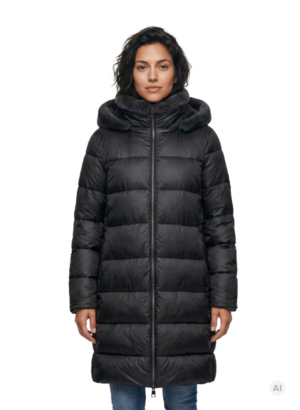 Steppmantel MSLouise, Mikrofaser Fake Fur, schwarz