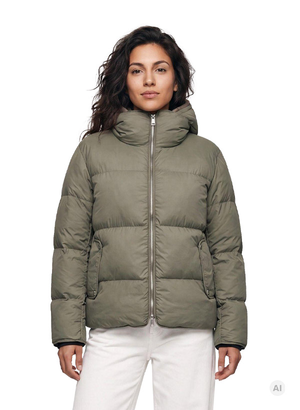 Daunenjacke MSElsie, Mikrofaser Fake Fur, oliv