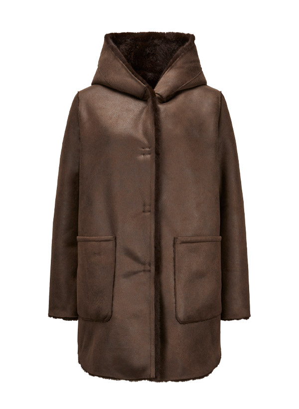 Wendemantel MSSerafina, Fake Fur, tabak