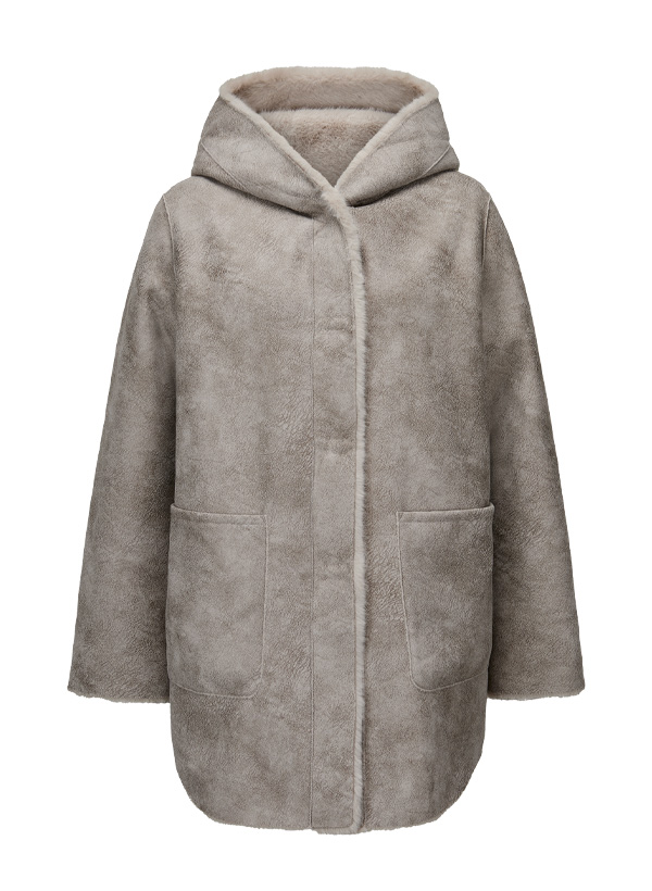 Wendemantel MSSerafina, Fake Fur, schlamm