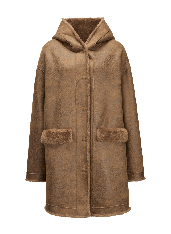 Wendmantel MSUma, Fake Fur, cognac