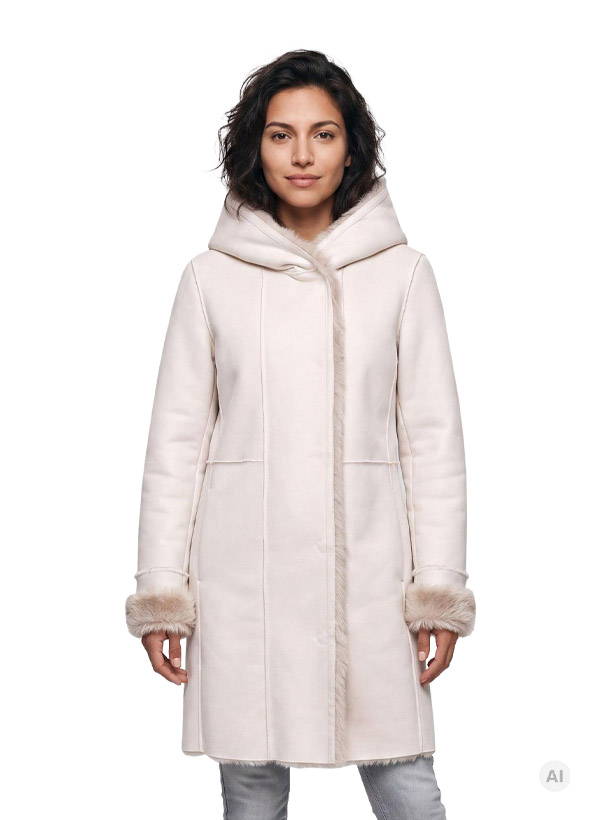 Mantel MSMabel, Fake Fur, hellbeige