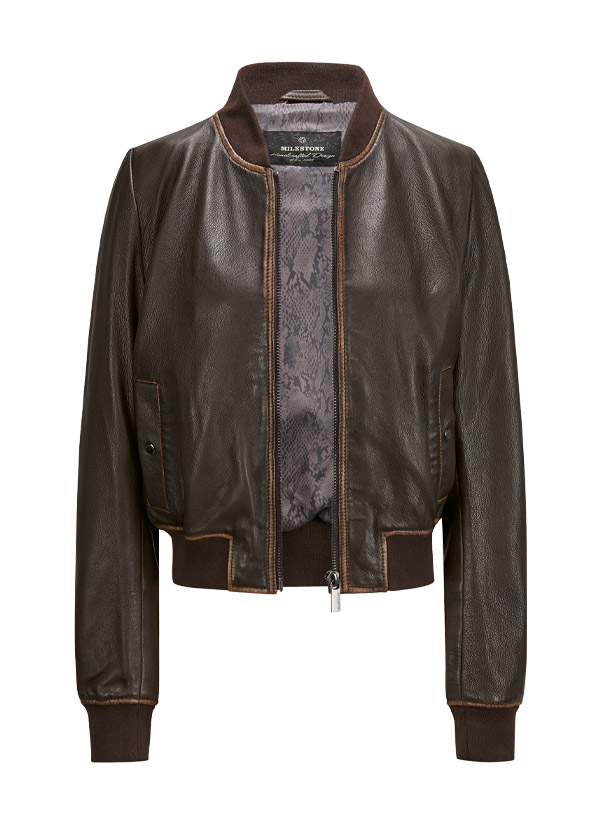 Lederblouson MSLiela, Lammnappa, dunkelbraun