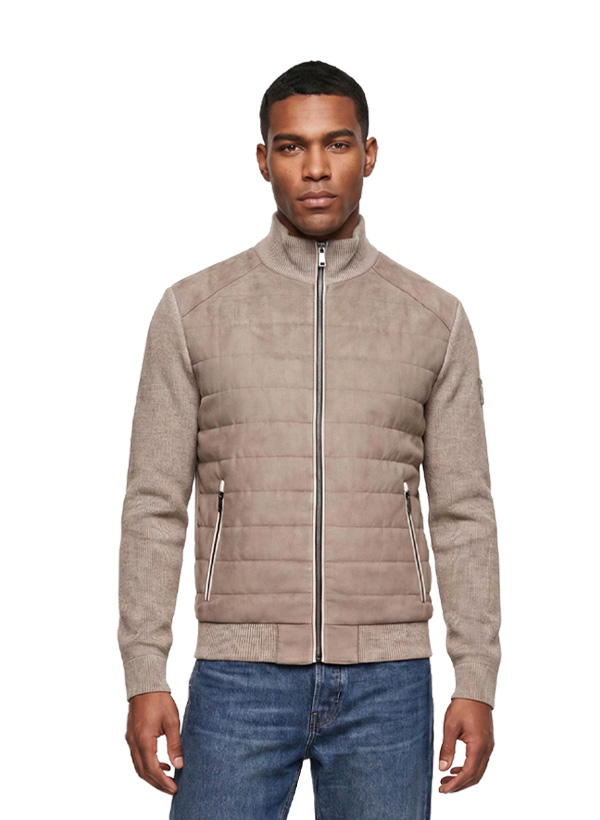 Steppjacke MSStanley, Mikrovelours Strick, schlamm