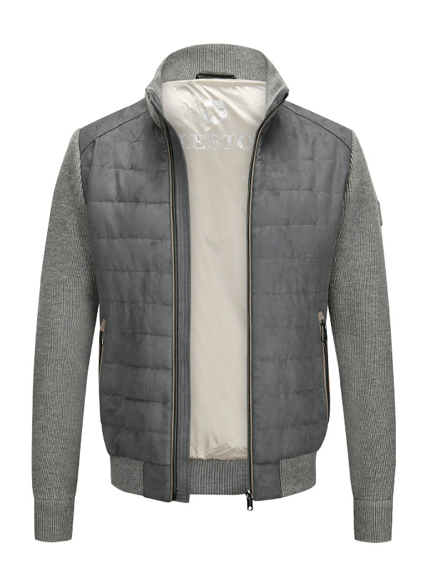 Steppjacke MSStanley, Mikrovelours Strick, rauchgrau