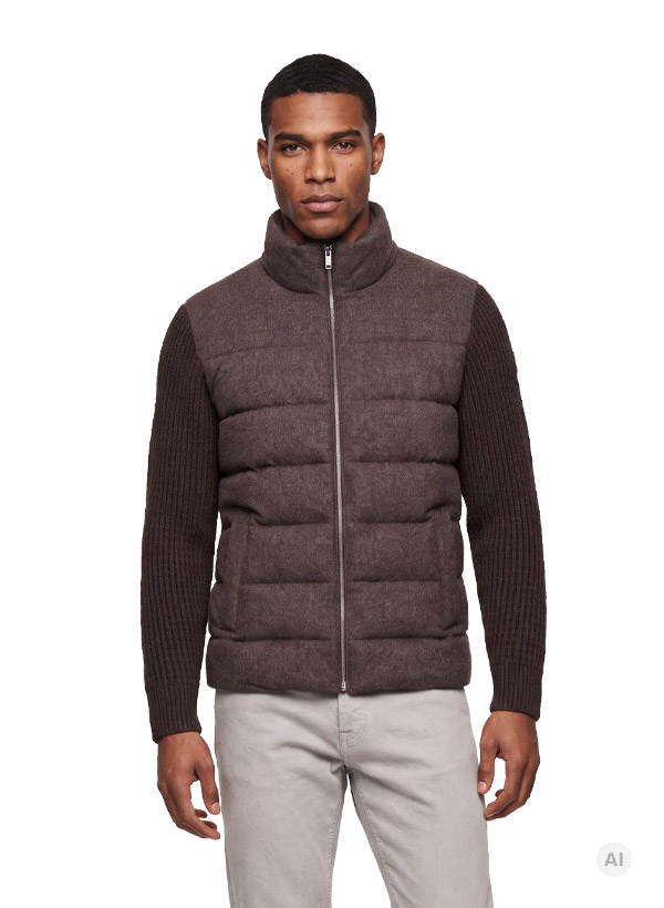 Hybrid Jacke MSChester, Wollmelange, dunkelbraun