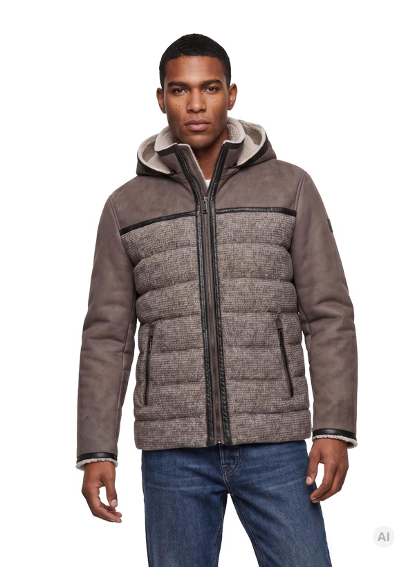 Steppjacke MSAbano, Wolle Mikrofaser, dunkelbeige