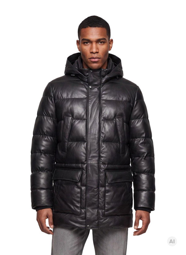 Lederparka MSPatricio, Lammnappa, schwarz