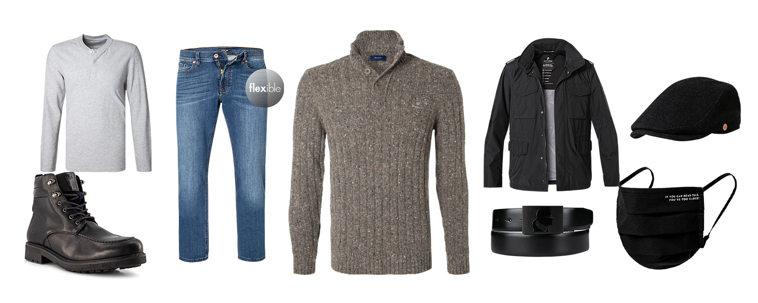 Troyer mit Jeans und Boots kombiniert