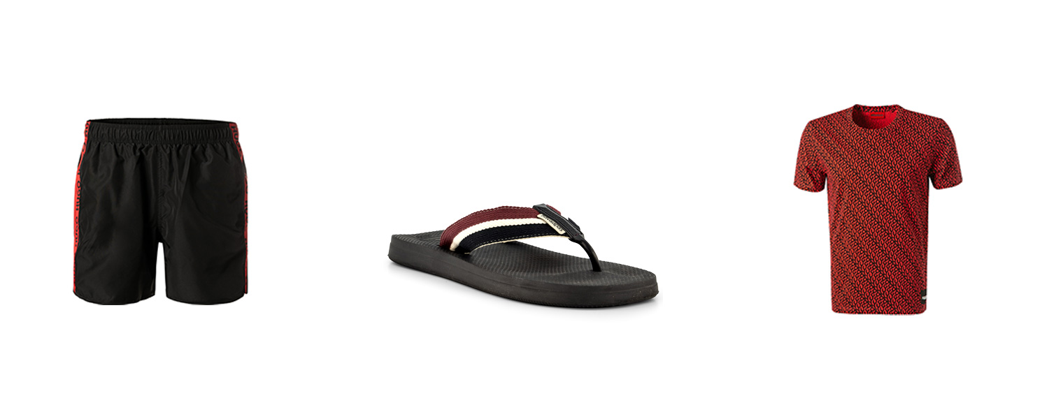 Flip-Flops mit Shorts kombiniert