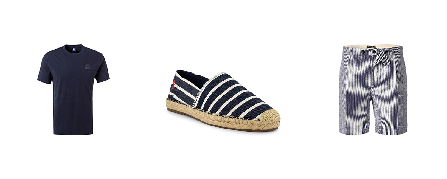 Espadrilles mit Streifen zur Streifenshorts kombiniert